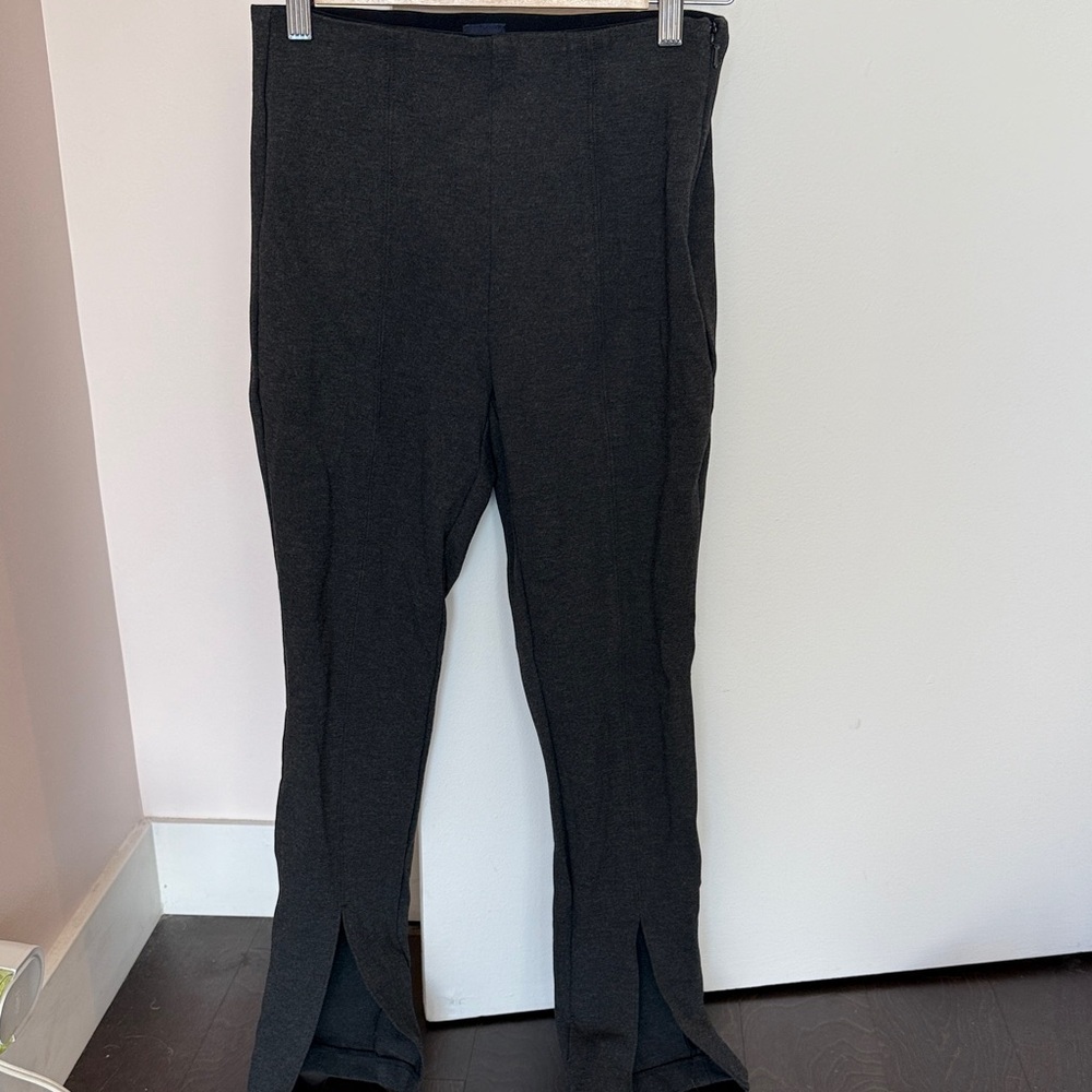 Gray Pintucked Split Hem Pants 2 Petite